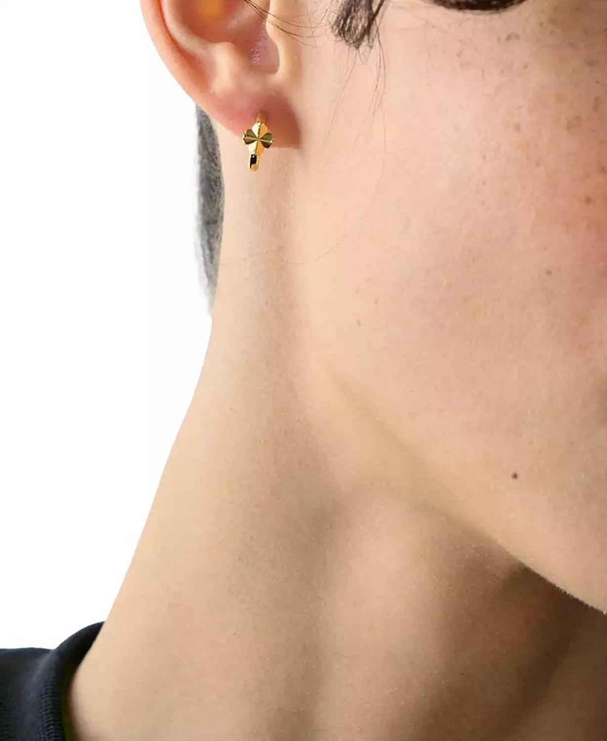 Spade Flower Huggie Earrings