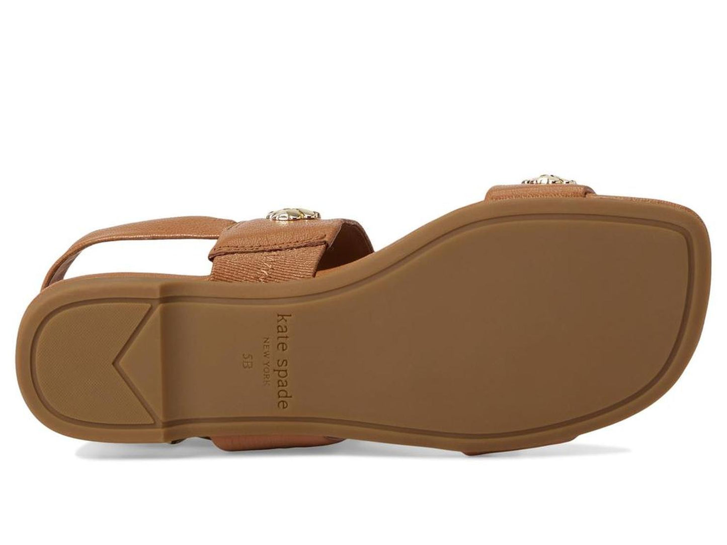 Spade Flower Stud Pebbled Leather Flat Sandal