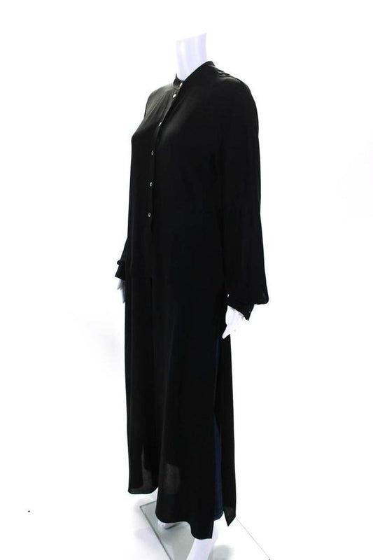 Michael Kors Womens Fall 2014 Button Up Slit Tunic Blouse Black Silk