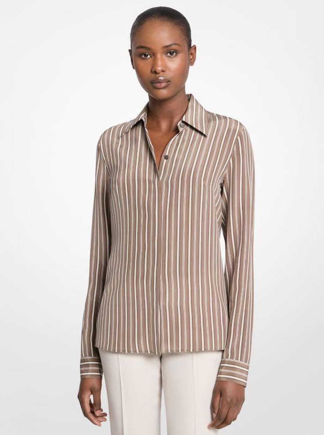 Hansen Striped Silk Crepe De Chine Shirt