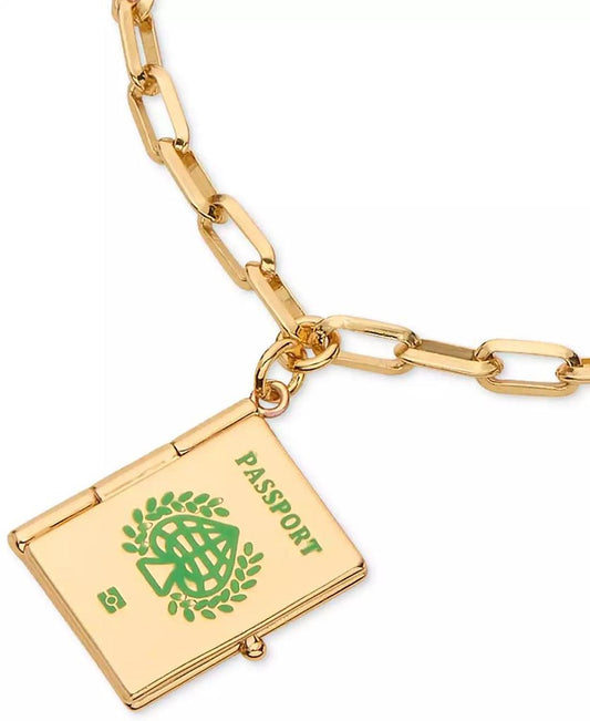Gold-Tone Out of Office Passport Charm Bracelet