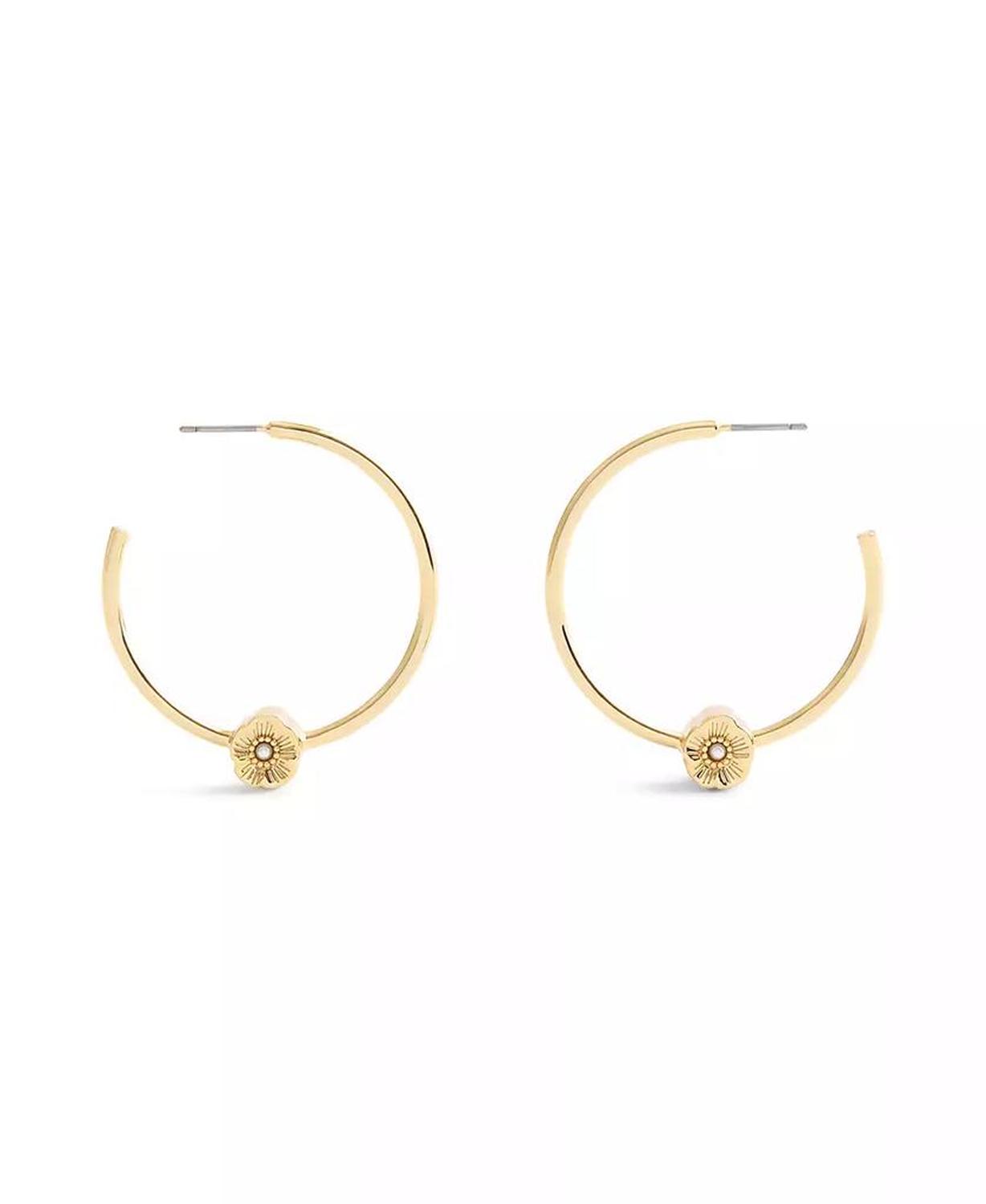 Faux Stone Signature Tea Rose Medium Hoop Earrings
