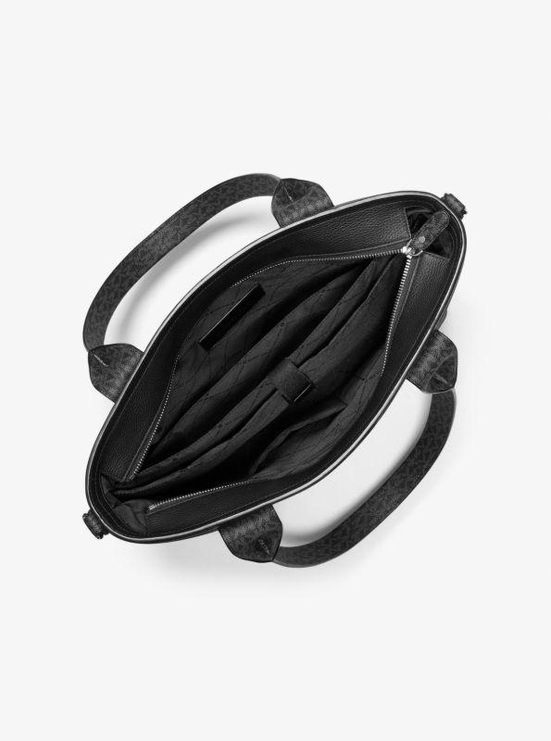 Hudson Leather and Signature Logo Work Tote Bag