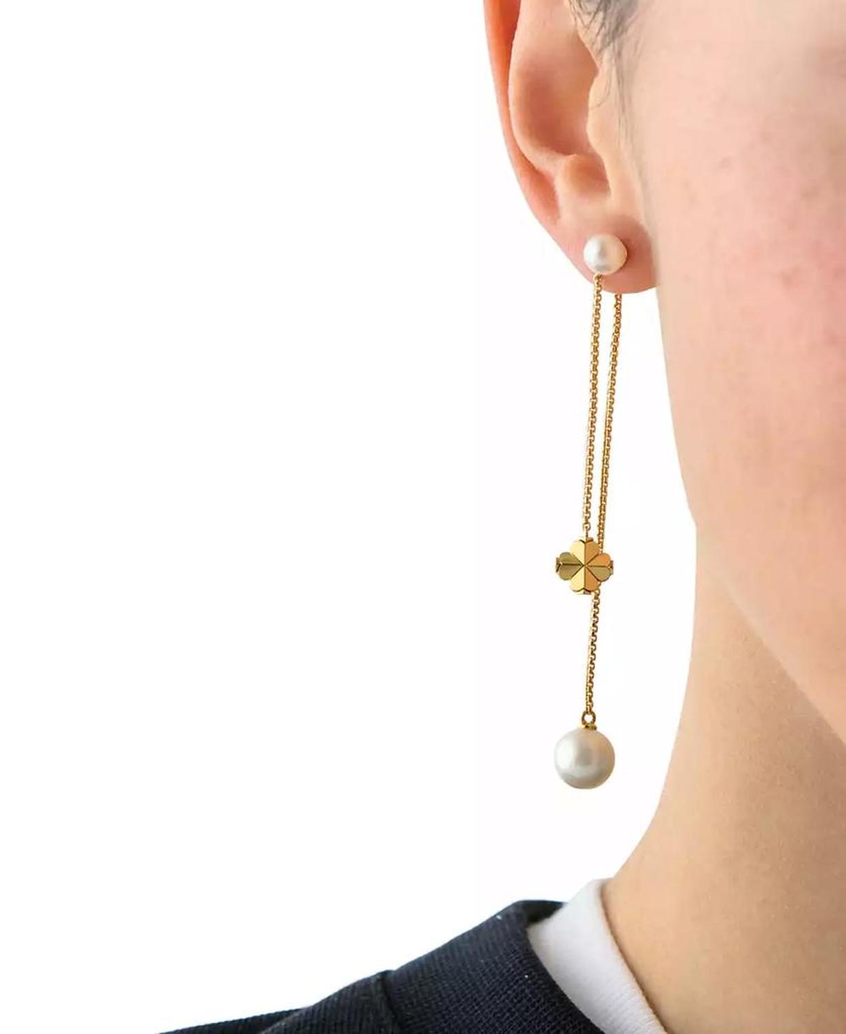 Imitation Pearl and Cubic Zirconia Chain Linear Earrings
