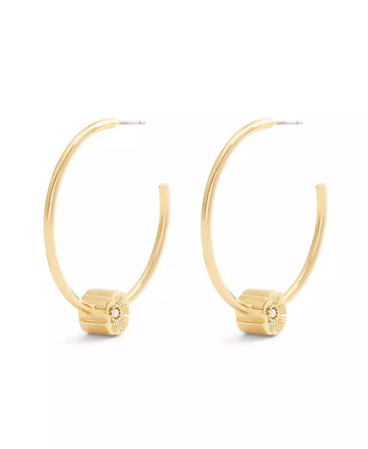 Faux Stone Signature Tea Rose Medium Hoop Earrings
