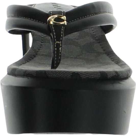 Franki Womens Leather Monogram Platform Sandals