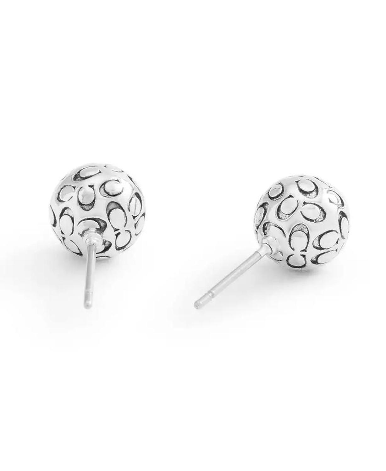 Rhodium Signature Quilted Orb Stud Earrings