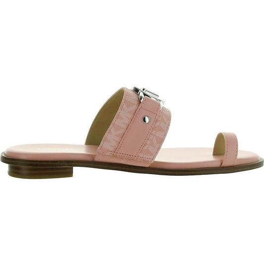 Womens Faux Leather Toe Loop Slide Sandals