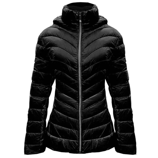 Women's Down Hooded Packable Coat Jacket In Black
