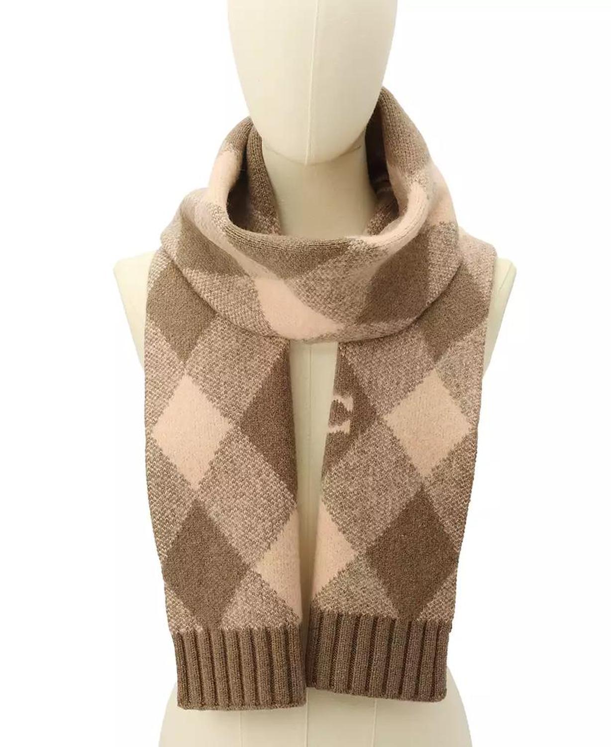 Women's Argyle Knit Muffler Scarf