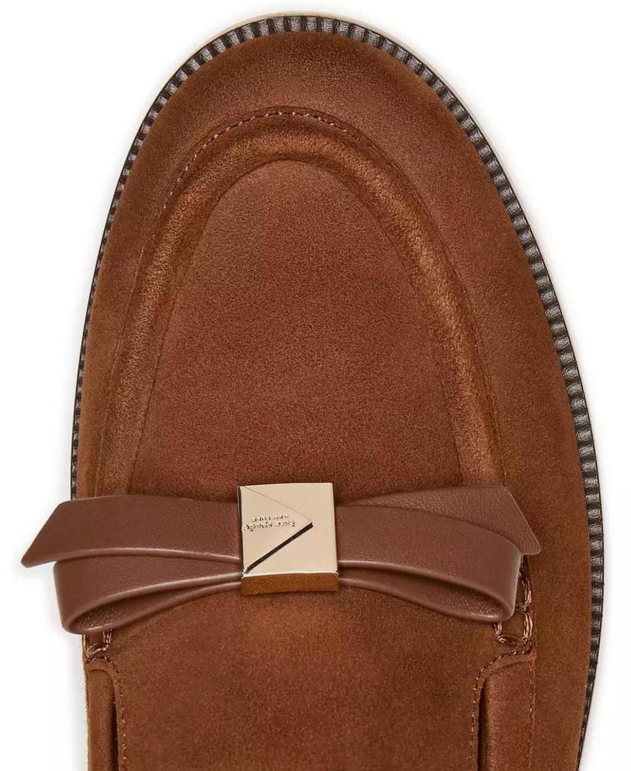 Women's Deco Bow Pebbled Leather Loafers