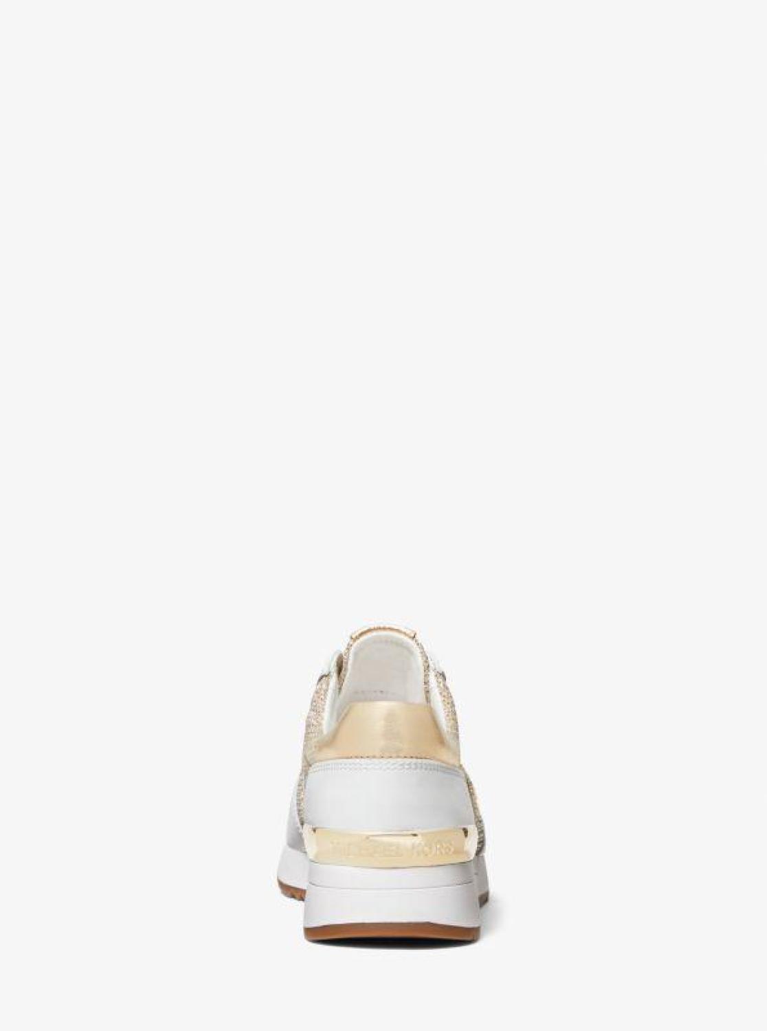 Allie Leather and Glitter Chain-Mesh Trainer