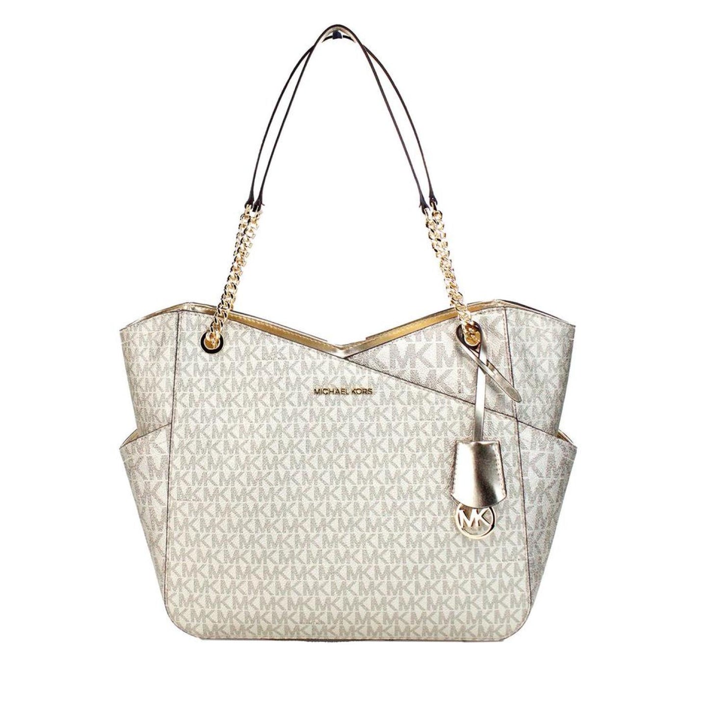 Michael Kors Jet Set Large Pale Signature X Cross Chain Shoulder Tote Women's Bag