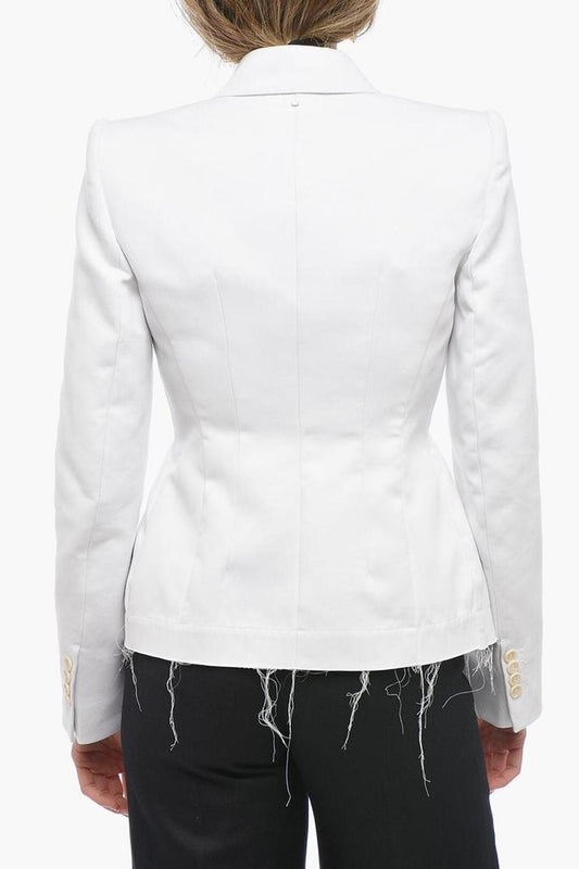 Double-breasted MOZART Cotton Blazer with Raw-cut Bottom
