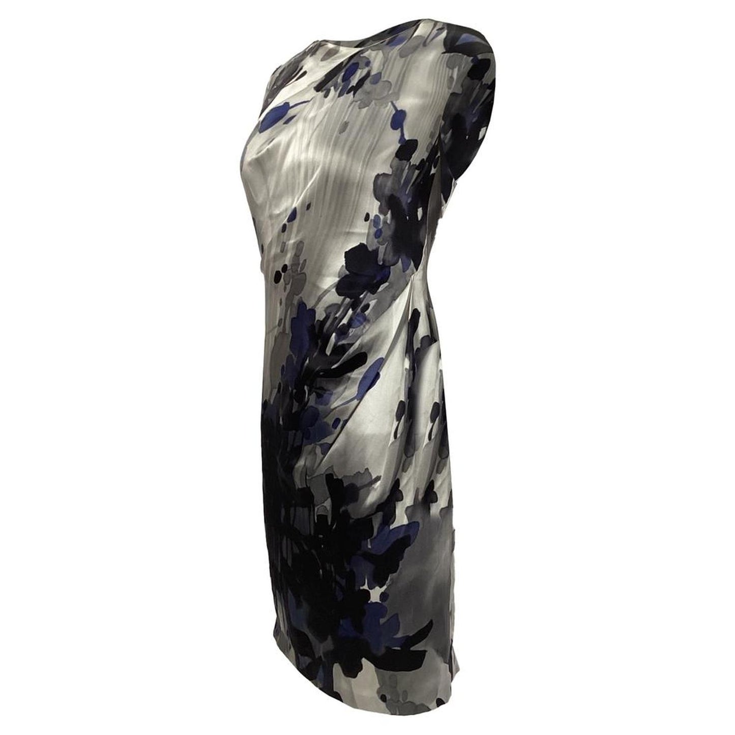 Printed Dress in Blue Silk