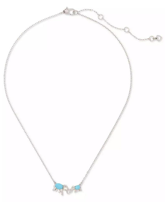 Silver-Tone Mama Elephant Stone Pendant Necklace, 16" + 3" extender