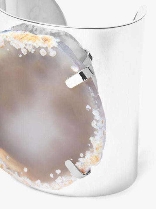 Precious Metal-Plated Brass and Agate Cuff