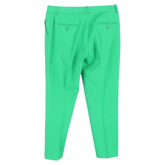 Straight-Leg Trousers in Green Cotton