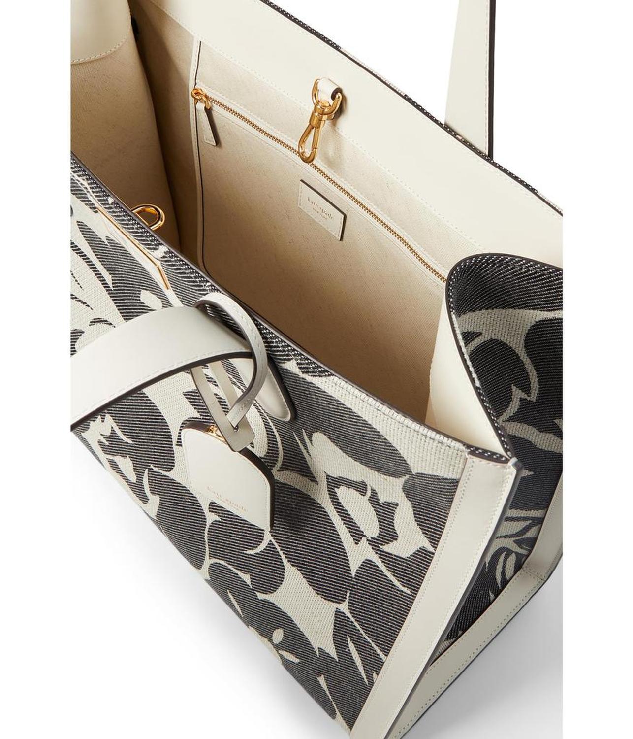 Manhattan Tropical Foliage Canvas Jacquard Large Tote