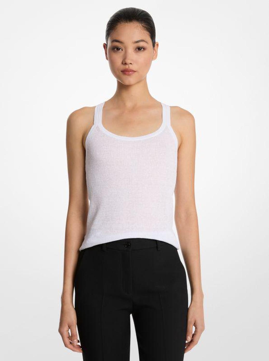 Ribbed Superfine Linen and Cotton Blend Tank Top