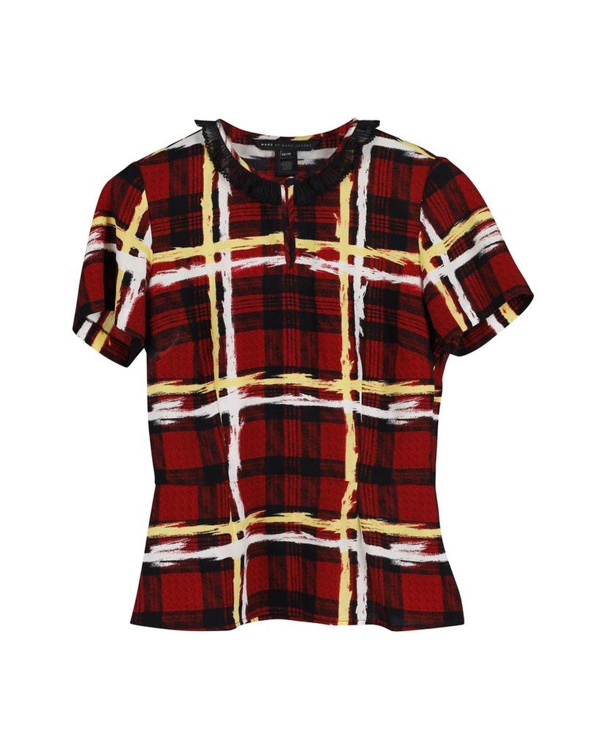 Marc by Tartan Print Blouse in Multicolor Triacetate