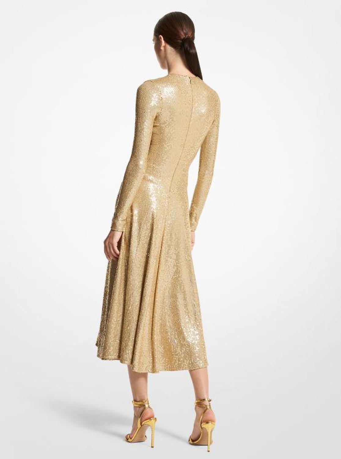 Hand-Embroidered Sequin Stretch Jersey Dance Dress