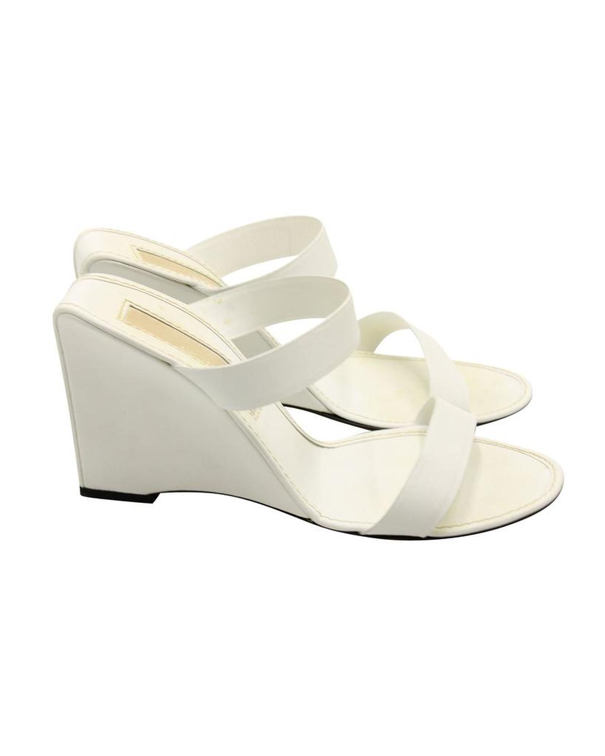 Michael Kors Slip-On Wedge Mules in White Leather