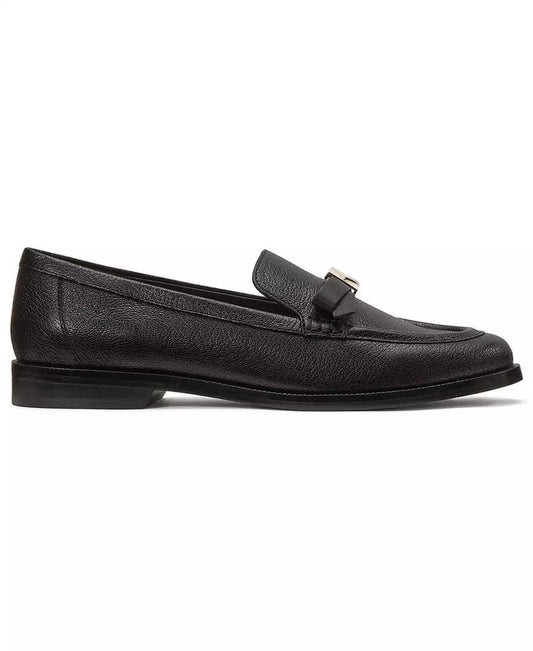 Women's Deco Bow Pebbled Leather Loafers