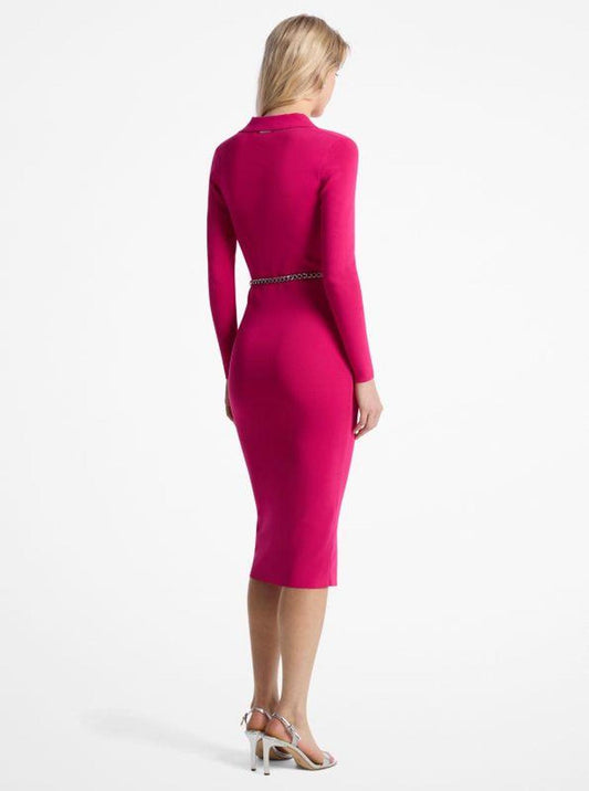 Stretch Knit Belted Dress