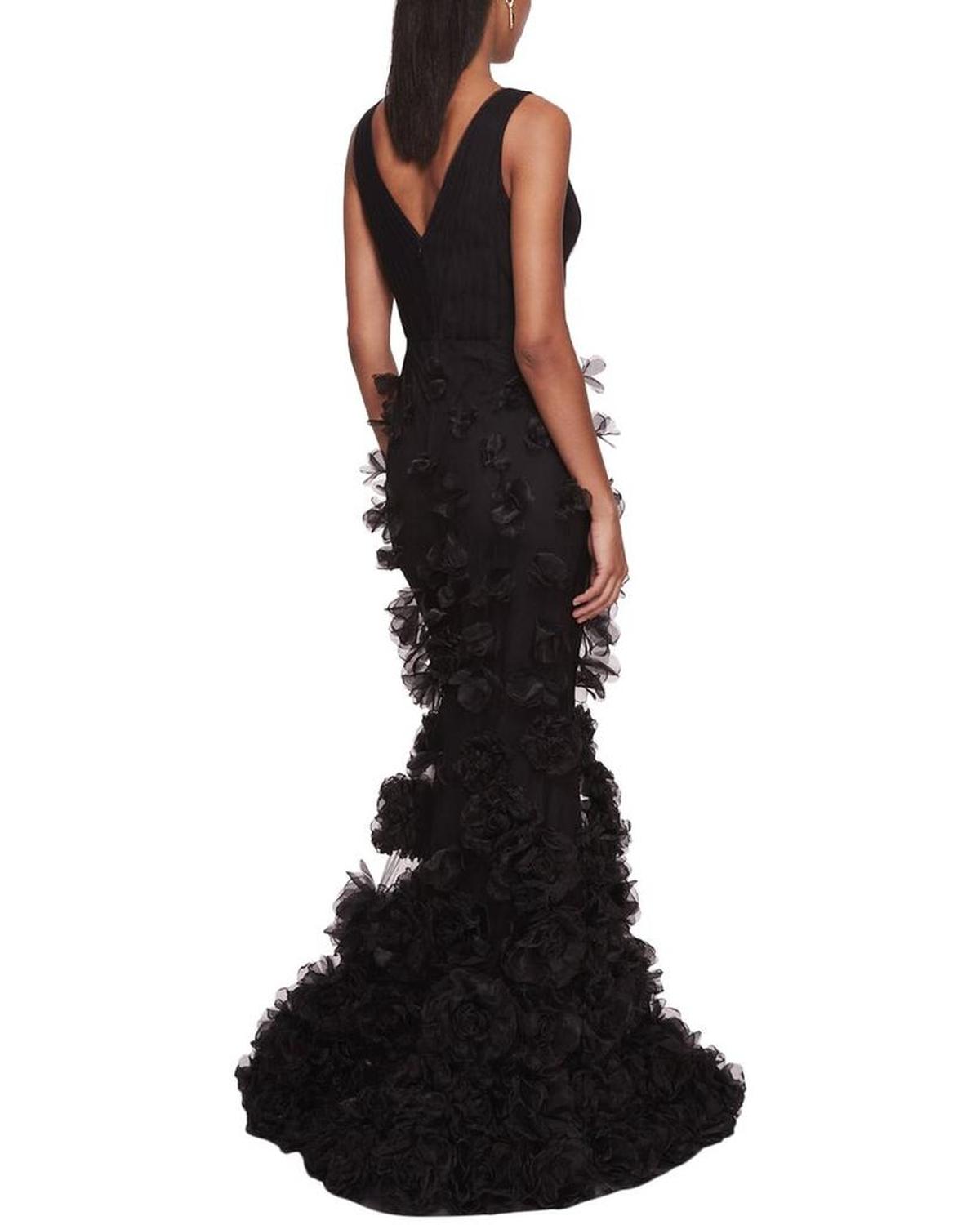Marchesa Notte V-Neck Mermaid Gown