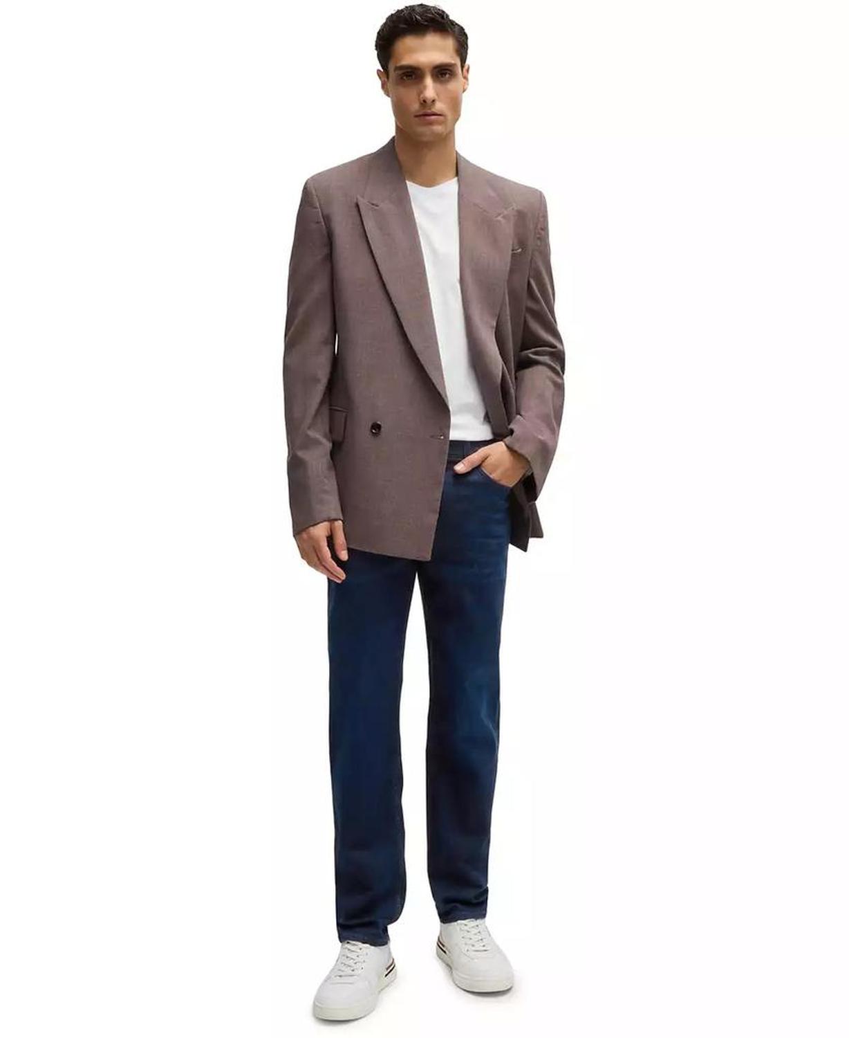 Men's Dark-Blue Soft Denim Regular-Fit Jeans