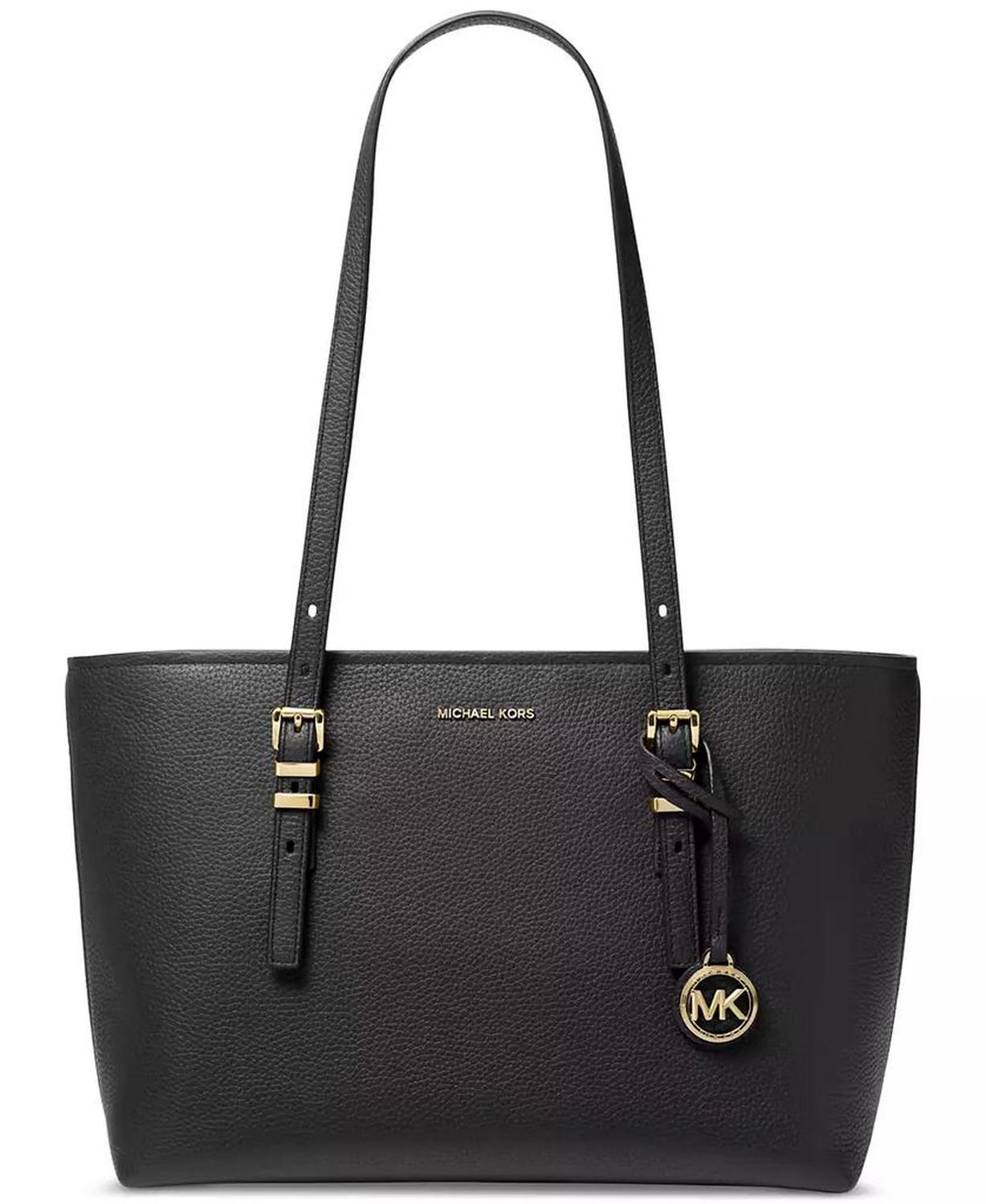 Quinn Large Leather East West Top Zip Tote