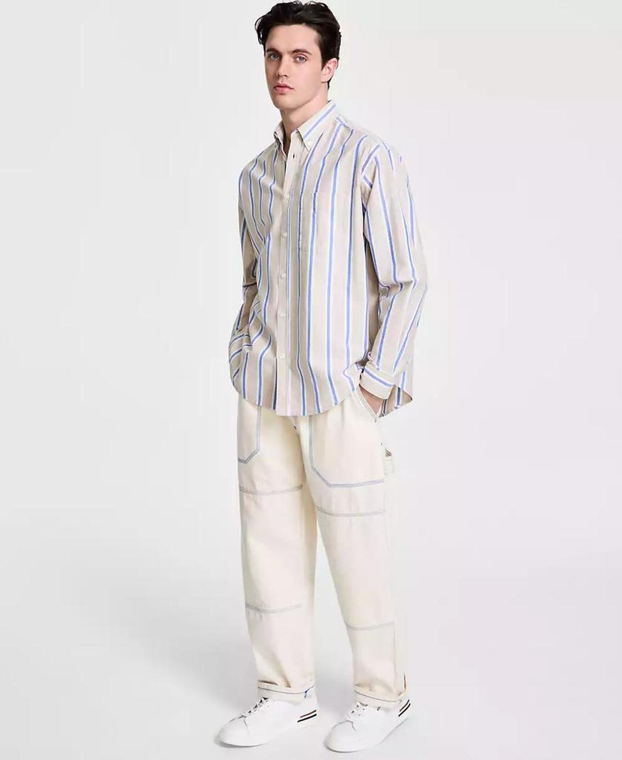 Men's Oversized-Fit Stripe Shirt