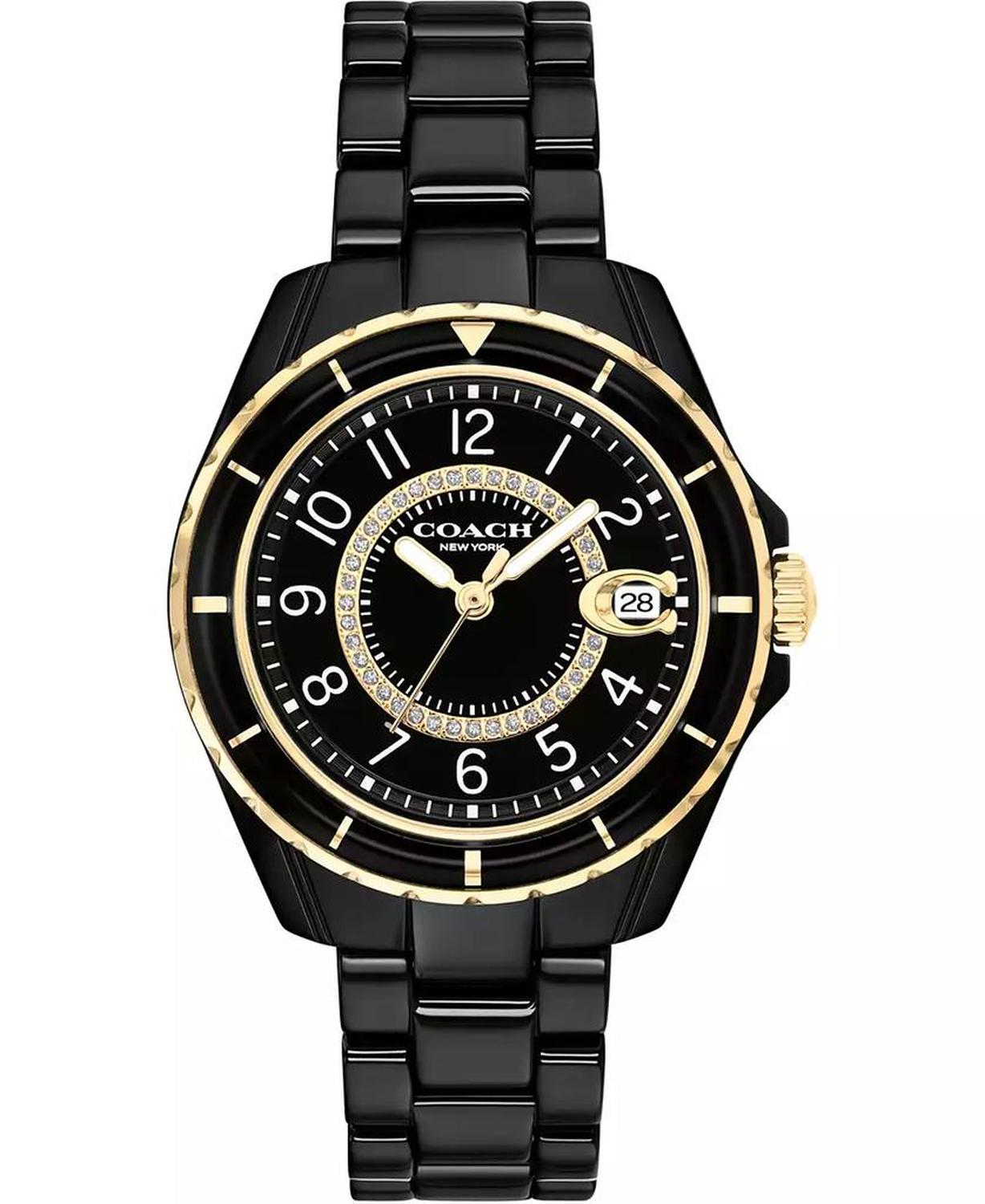 COACH ブラックアナログ時計　PRESTON Women's Preston Black Ceramic Bracelet Watch 32mm