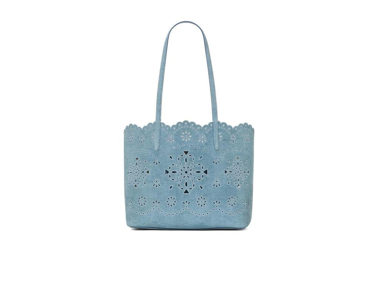 Do It All Spade Flower Perforated Denim Large Tote Bag