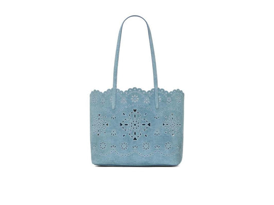 Do It All Spade Flower Perforated Denim Large Tote Bag