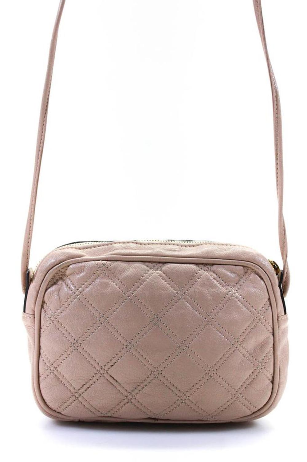 Marc Jacobs Women's Quilted Gold Hardware Crossbody Handbag Nude