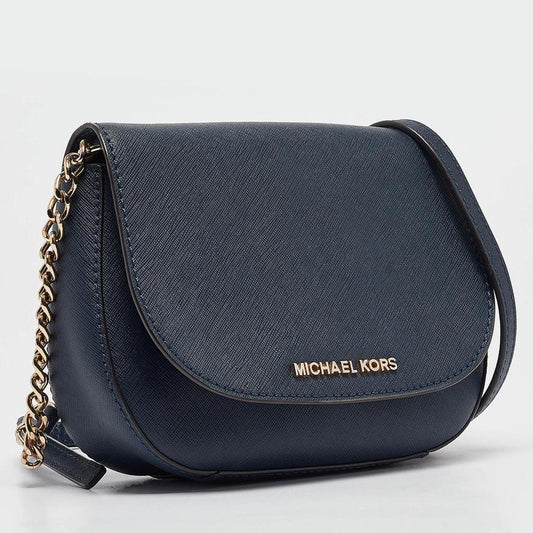 Michael Kors Navy Blue Leather Flap Crossbody Bag