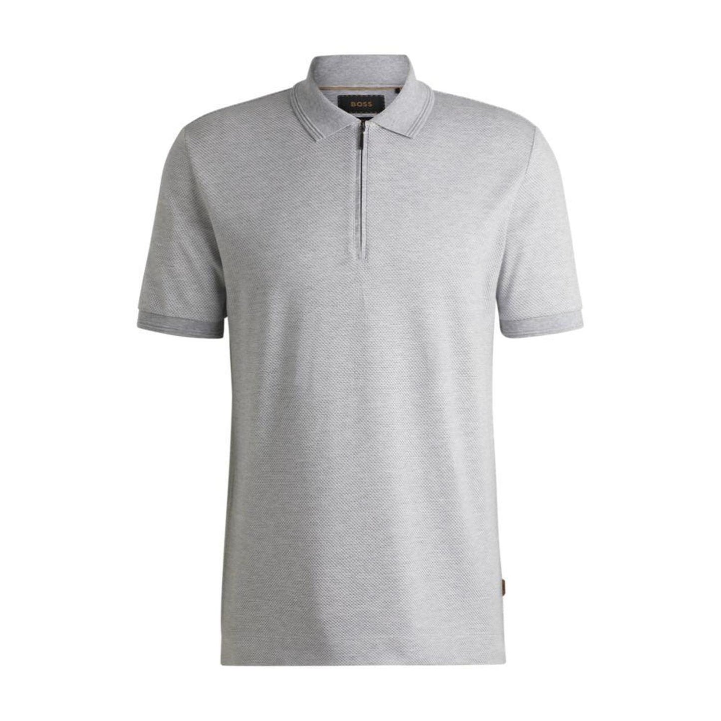 Zip-neck polo shirt in cotton and silk