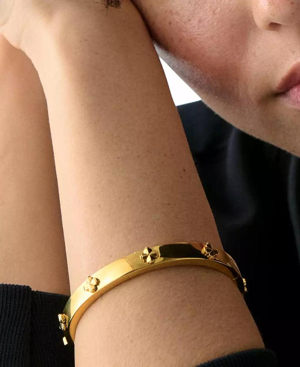 Spade Flower Hinge Bangle Bracelet