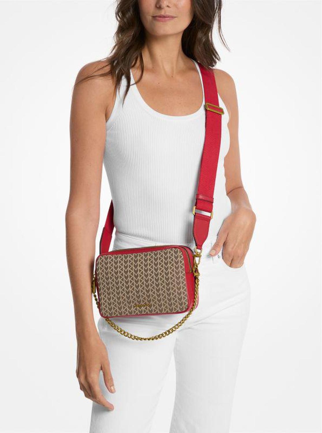 Bryant Medium MK2000 Logo Jacquard Camera Crossbody Bag