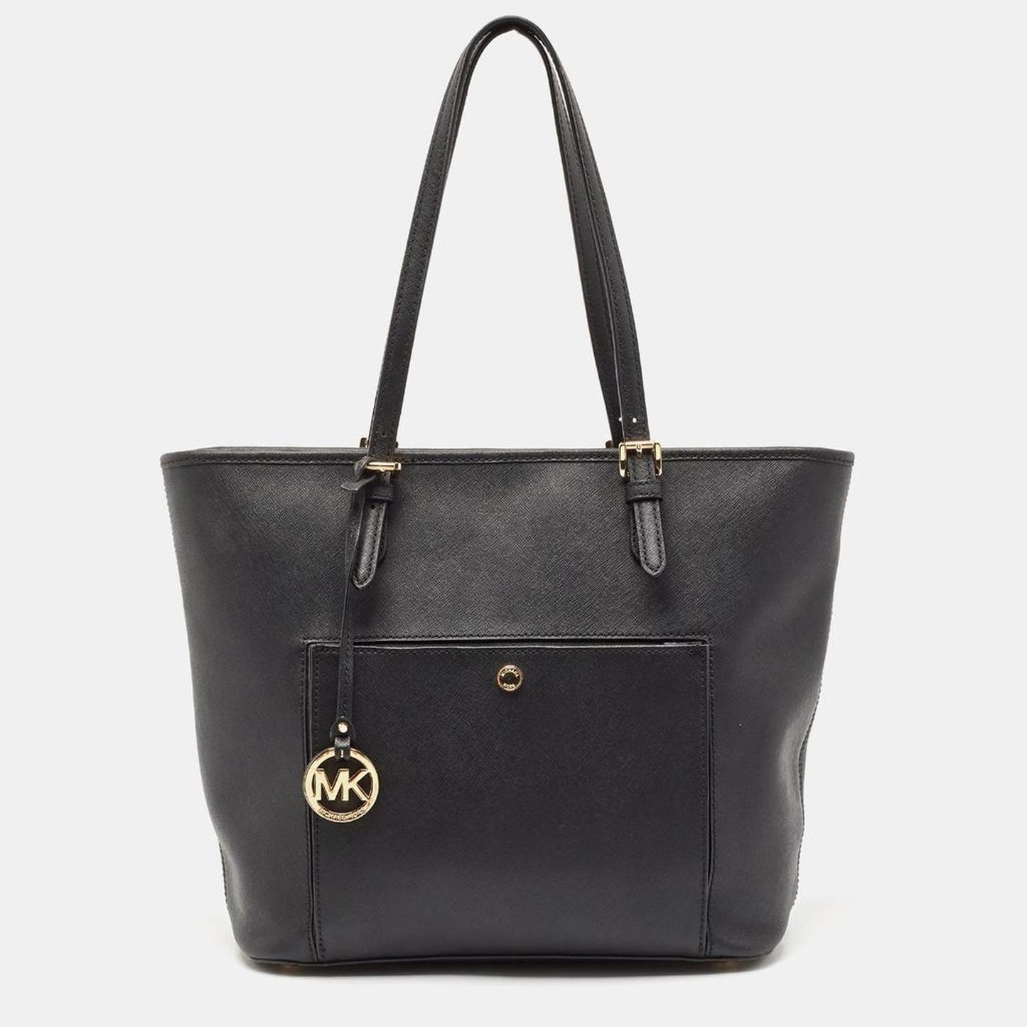 Black Leather Jet Set Top Zip Tote