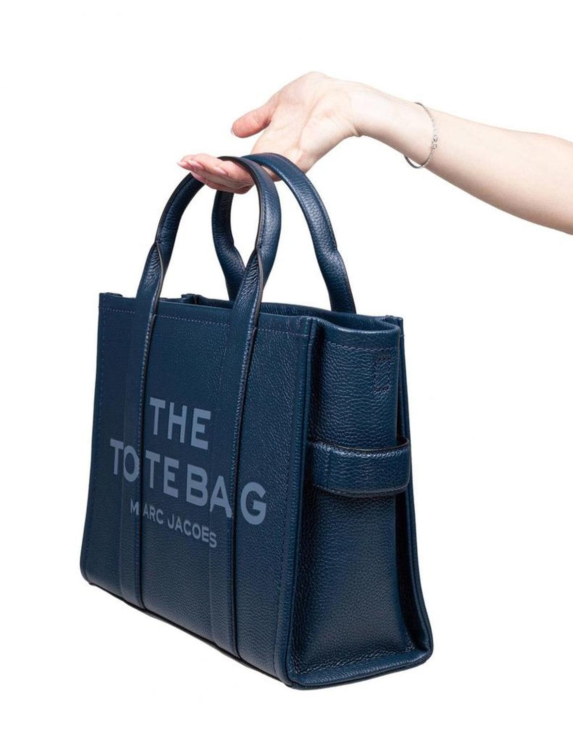 Medium Tote Bag In Blue Leather