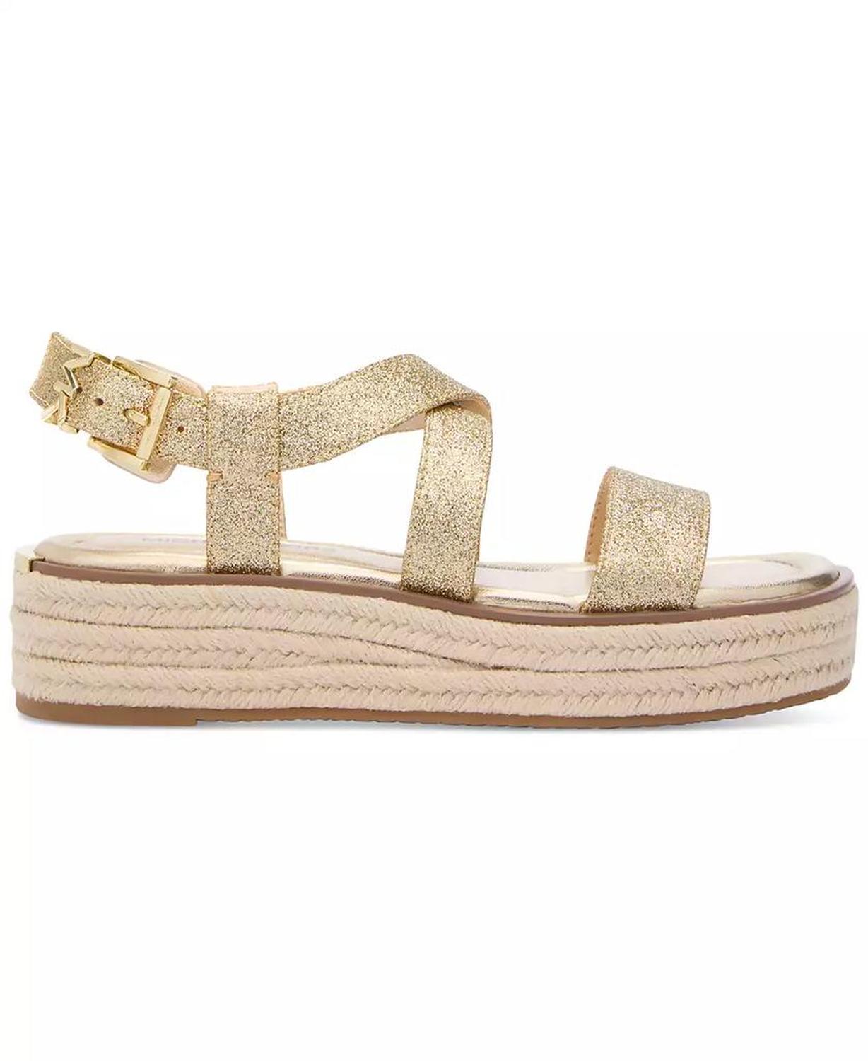 MICHAEL Lynn Leather Buckled Espadrille Sandals