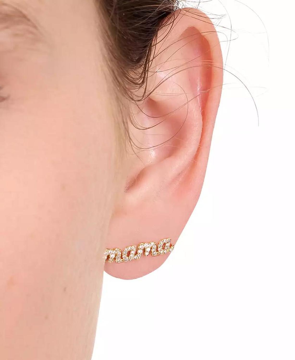 Gold-Tone Mama Said Pavé Stud Earrings