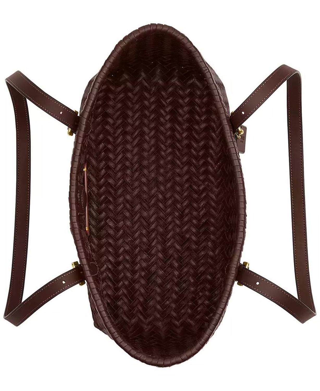 Woven Leather Swing Tote Bag