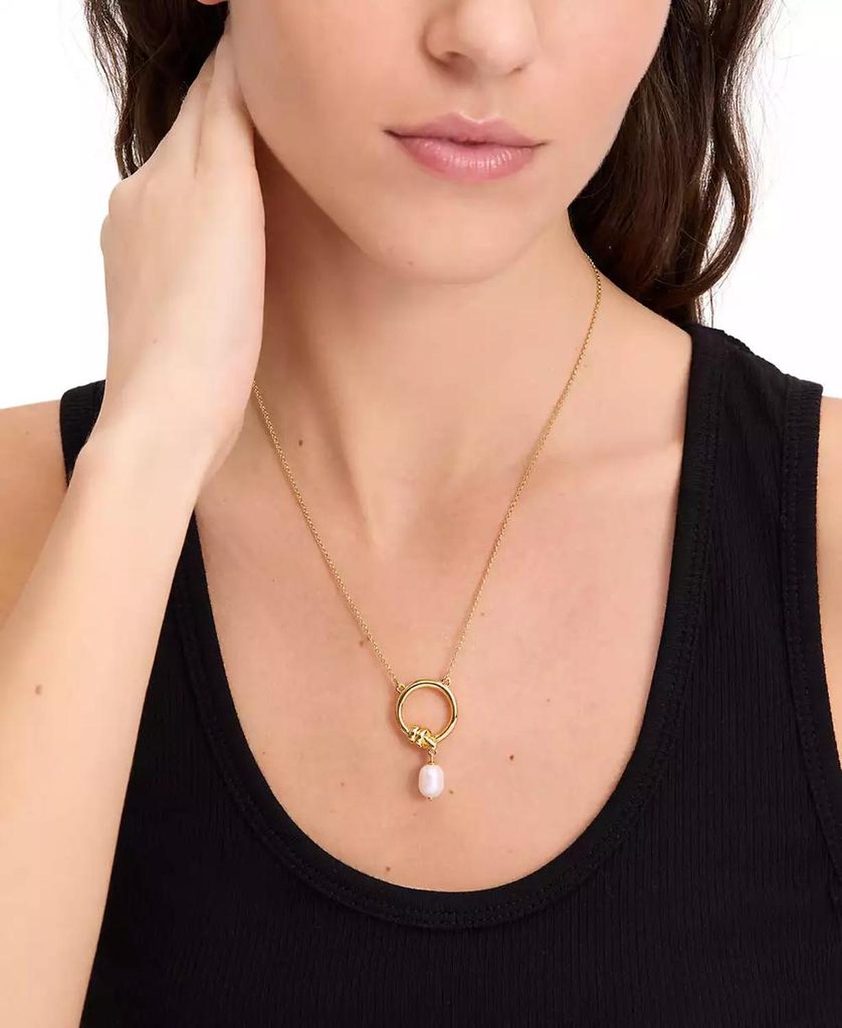 Gold-Tone Freshwater Pearl Pendant Necklace, 18" + 3" extender