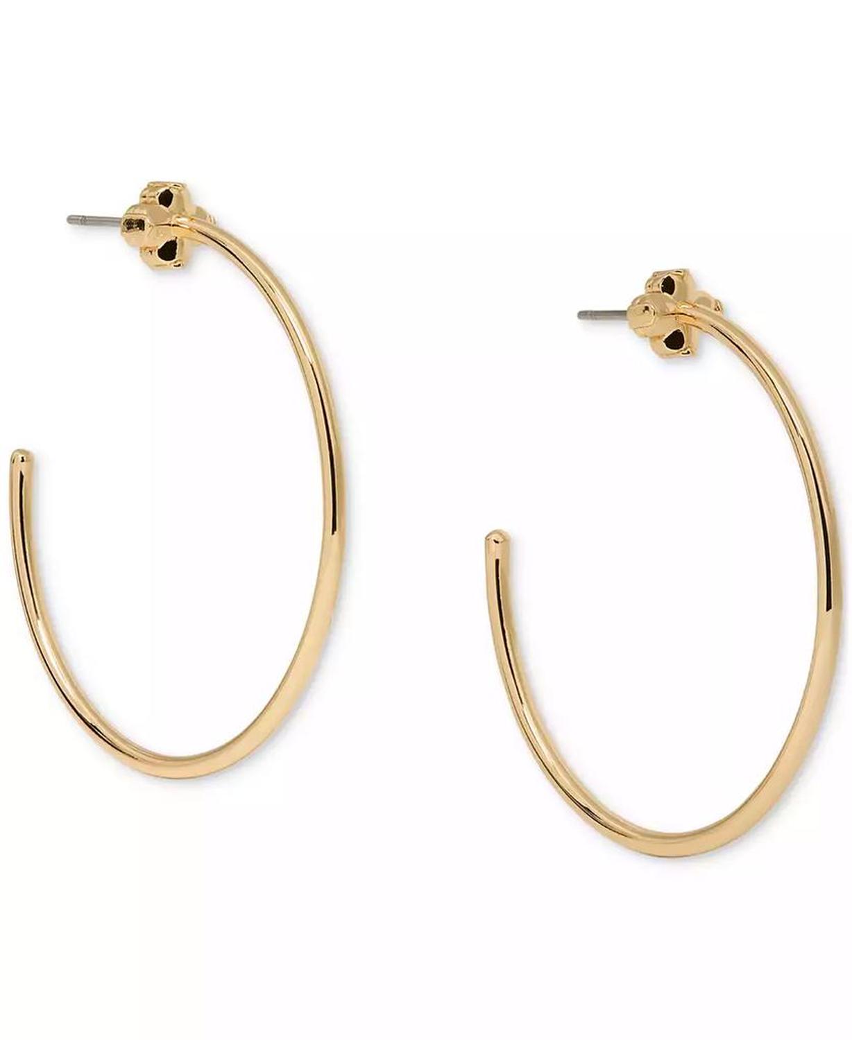 Spade Flower Medium Hoop Earrings, 1.63"