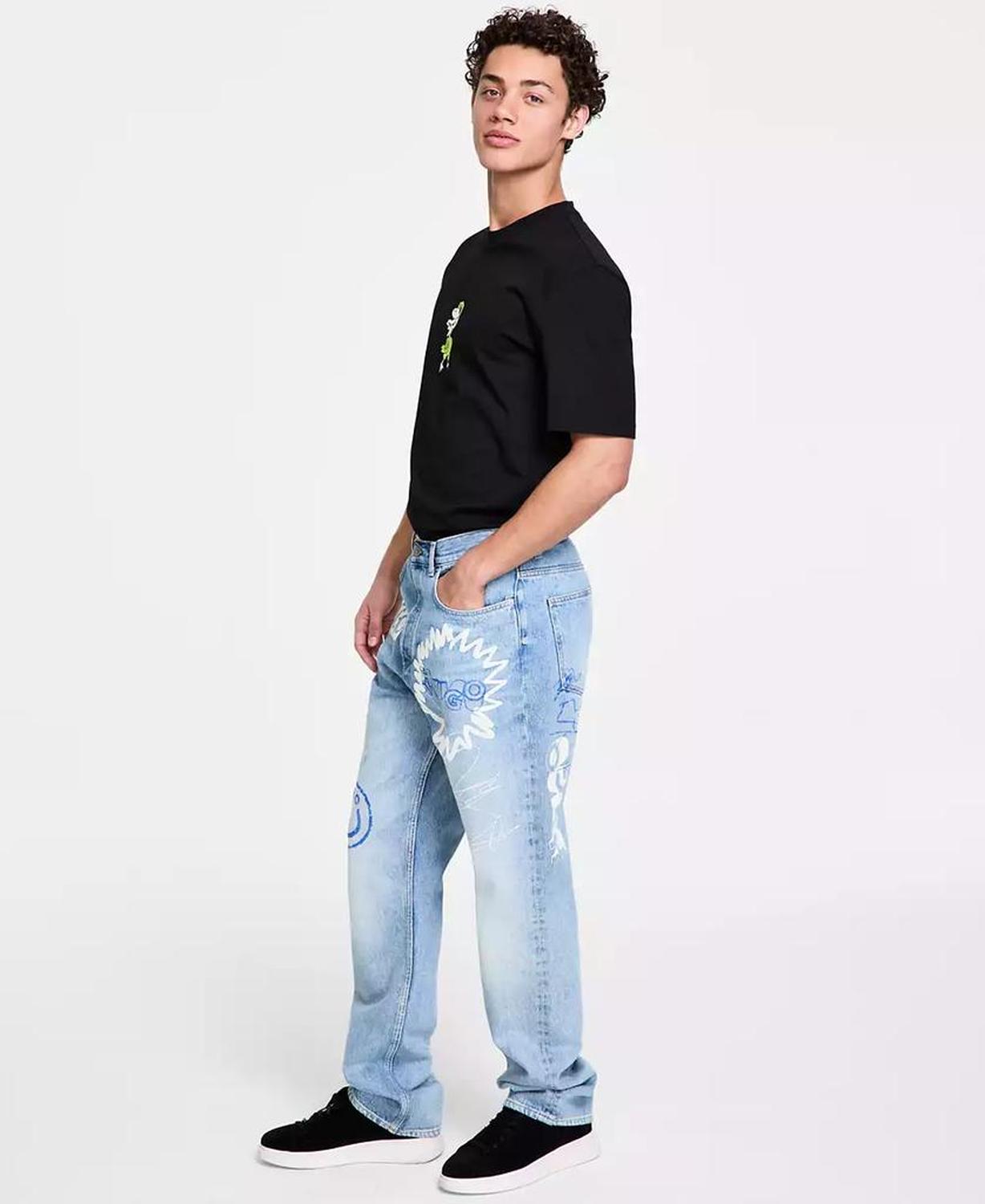 Men's Nate Signature-Detail Baggy Jeans