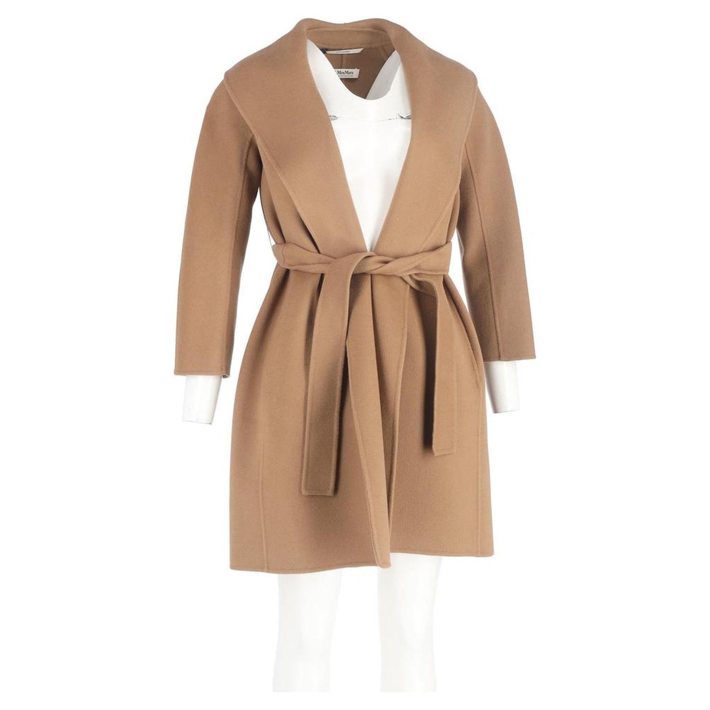 S Belted Shawl Coat in Brown Cashmere